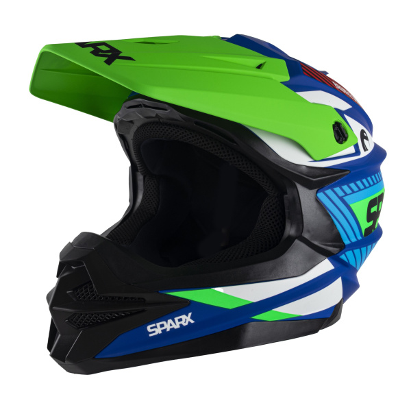 Шлем мото кроссовый SPARX Fenix Gravity (JK6803) сине-зеленый матовый 3XL | Мототека