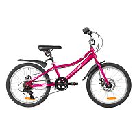 Велосипед Foxx (Фокс) 20" JASMINE фуксия,  стальная рама, 6 скор., Microshift MS21/Microshift TS38, дисковы