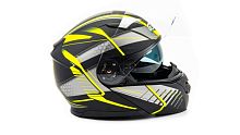 Шлем мото модуляр GTX 550 (XL) #3 BLACK/FLUO YELLOW GREY (2 визора)