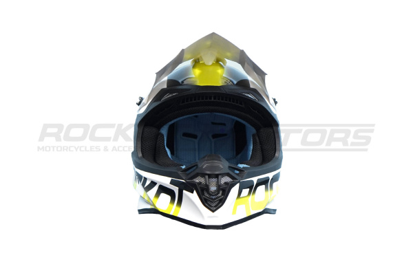 Шлем мото кроссовый ROCKOT (Рокот) RM-217 Adrenalin GL (XS) (белый/желтый/черный глянцевый) | Мототека