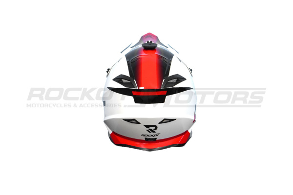 Шлем мото кроссовый ROCKOT (Рокот) RM-217 Inferno GL (XXL) (белый/красный/черный глянцевый) | Мототека