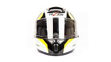 Шлем мото интеграл HIZER (Хайзер) B566 (XL) #1 black/white/yellow (2 визора)