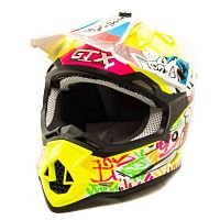 Шлем мото кроссовый GTX 632S (S) #1 FLUO YELLOW / RED BLUE подростковый