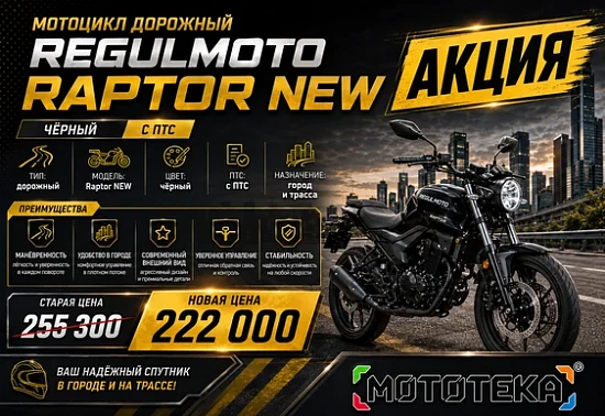 🔥 ГРАНДИОЗНАЯ РАСПРОДАЖА! Regulmoto Raptor New по суперцене! 🔥